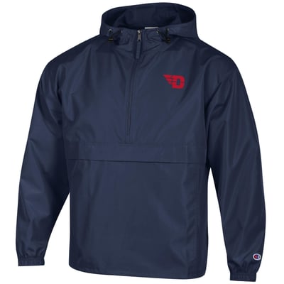 Dayton Flyers Champion Packable Half-Zip Hooded Jacket - Navy
