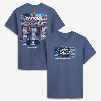 Daytona International Speedway The Game Unisex Past Champions T-Shirt - Blue
