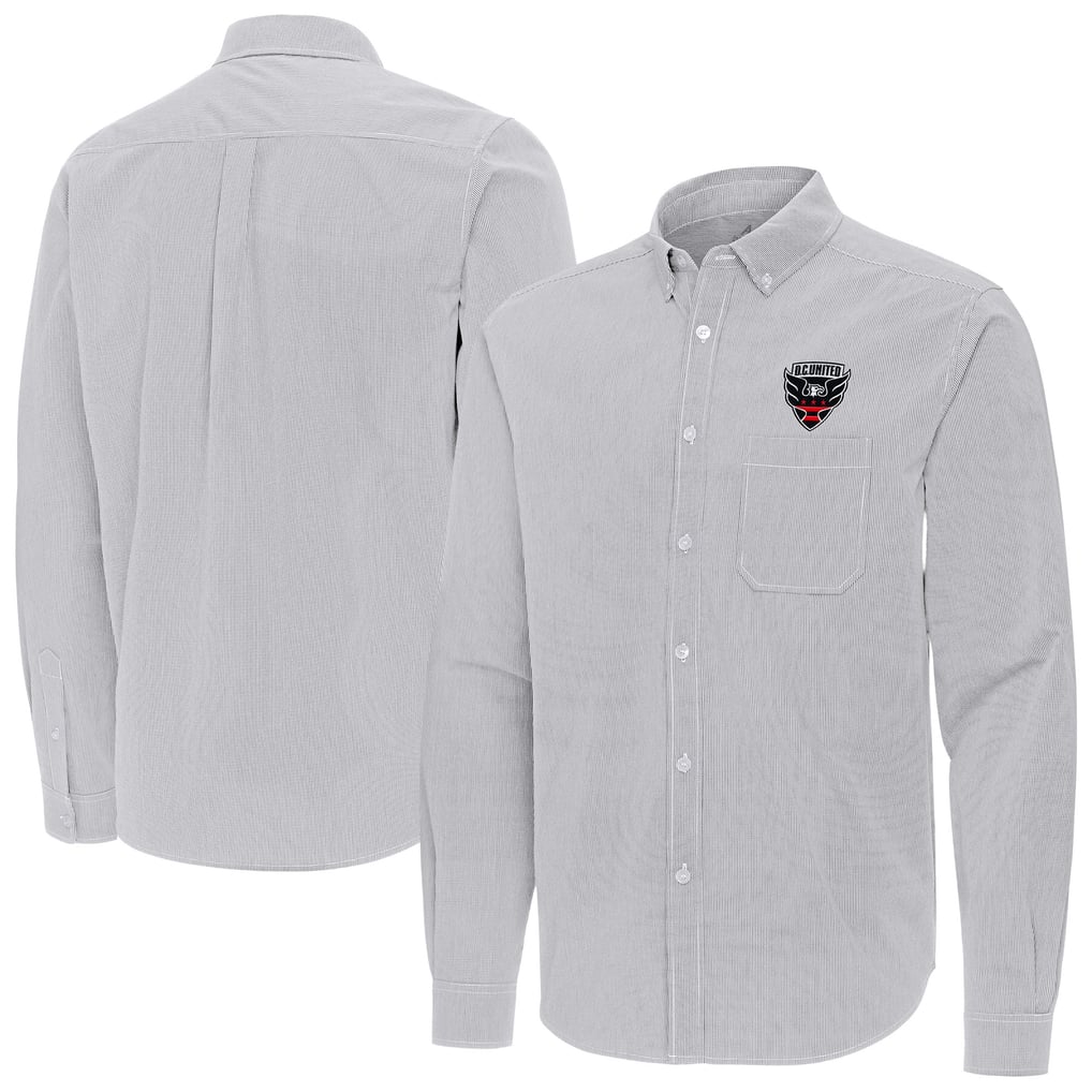 D.C. United Antigua Porter Woven Tri-Blend Long Sleeve Button-Down Shirt - Gray