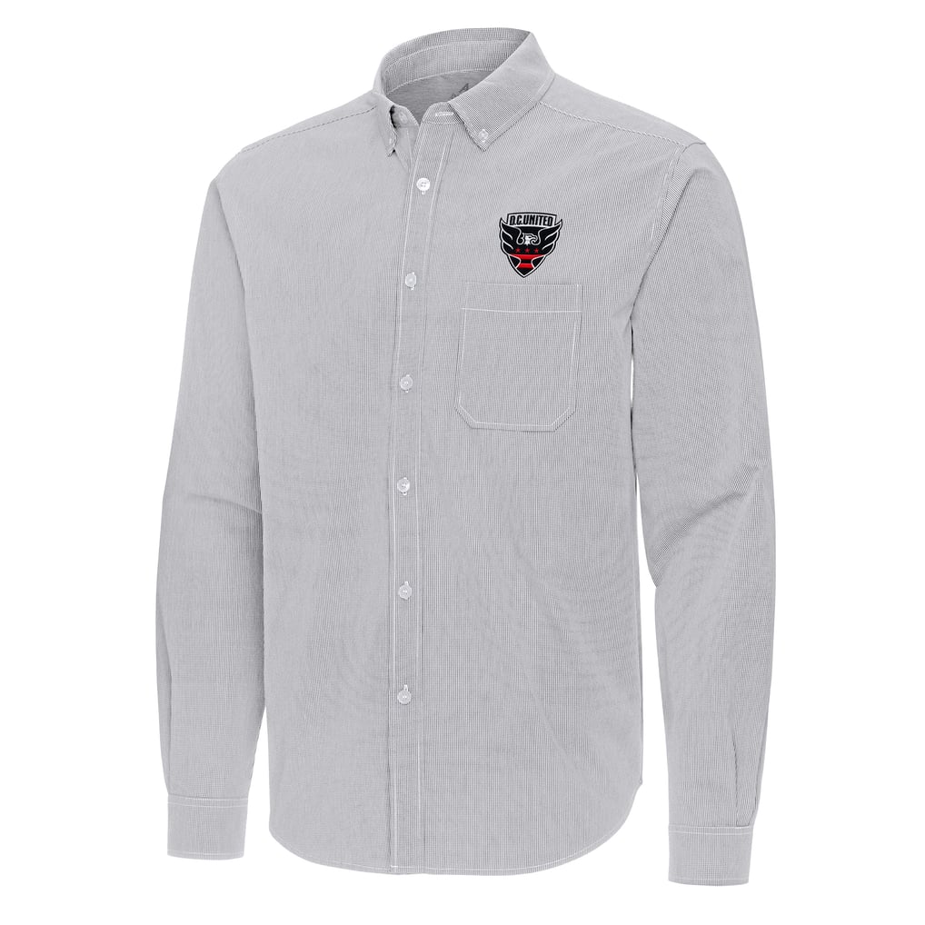D.C. United Antigua Porter Woven Tri-Blend Long Sleeve Button-Down Shirt - Gray