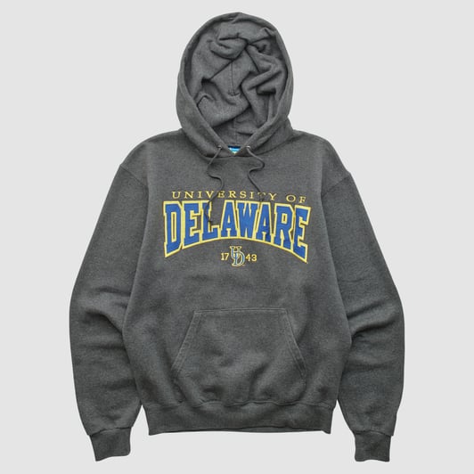 Delaware Fightin' Blue Hens Champion 2010s Hooded Pullover Sweatshirt - Dark Heather Gray - XS by Fanatics Real Vintage