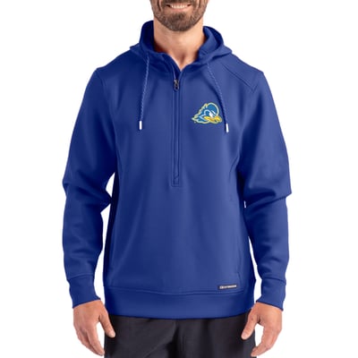  Delaware Fightin' Blue Hens Cutter & Buck Roam Recycled Buttery Soft Knit Half-Zip Hoodie - Royal