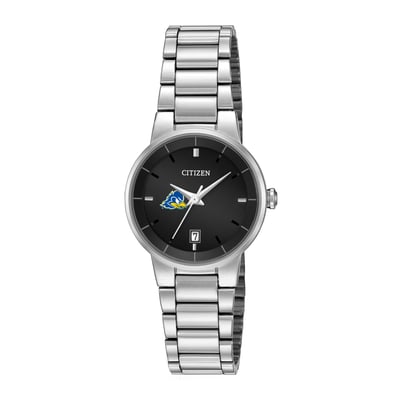 Delaware Fightin' Blue Hens Citizen Watch Women's Black Dial Stainless Steel Watch - Silver