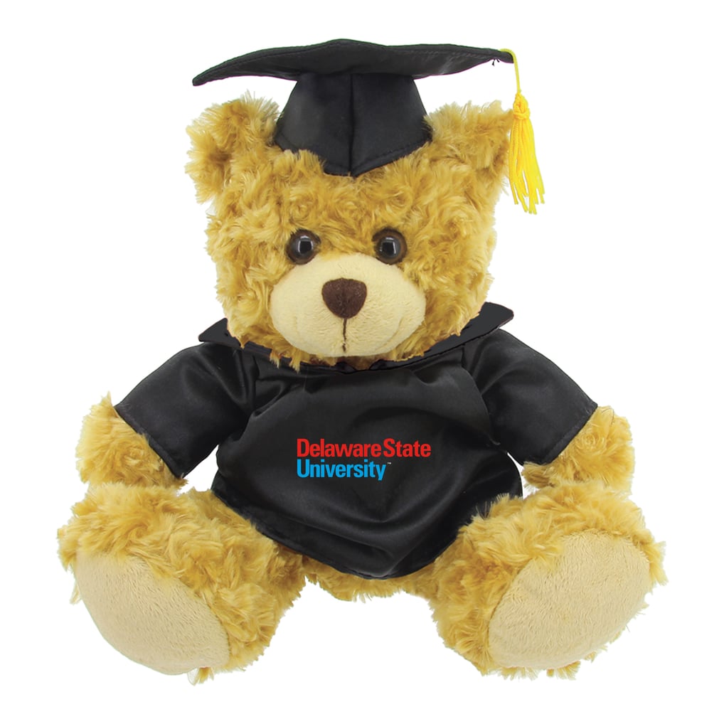 Delaware State Hornets 12'' Graduation Plush Bear - Black/Brown