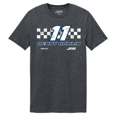 Denny Hamlin Classic Ink Checkered Driver T-Shirt - Heather Gray