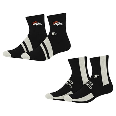 Denver Broncos Starter  Summit Stripe 2-Pair Pack Quarter Socks - Black
