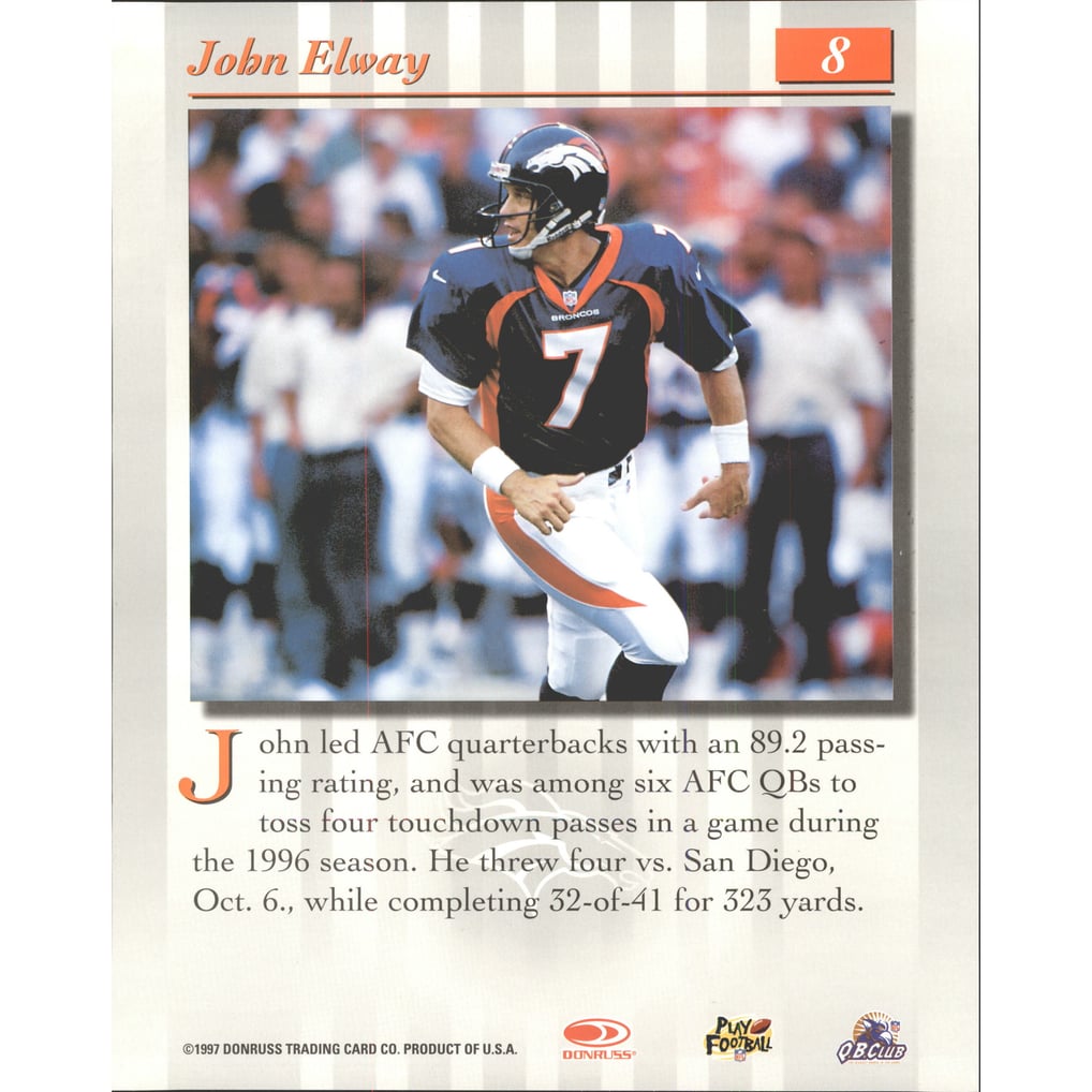 1997 Studio Press Proofs Silver #8 John Elway