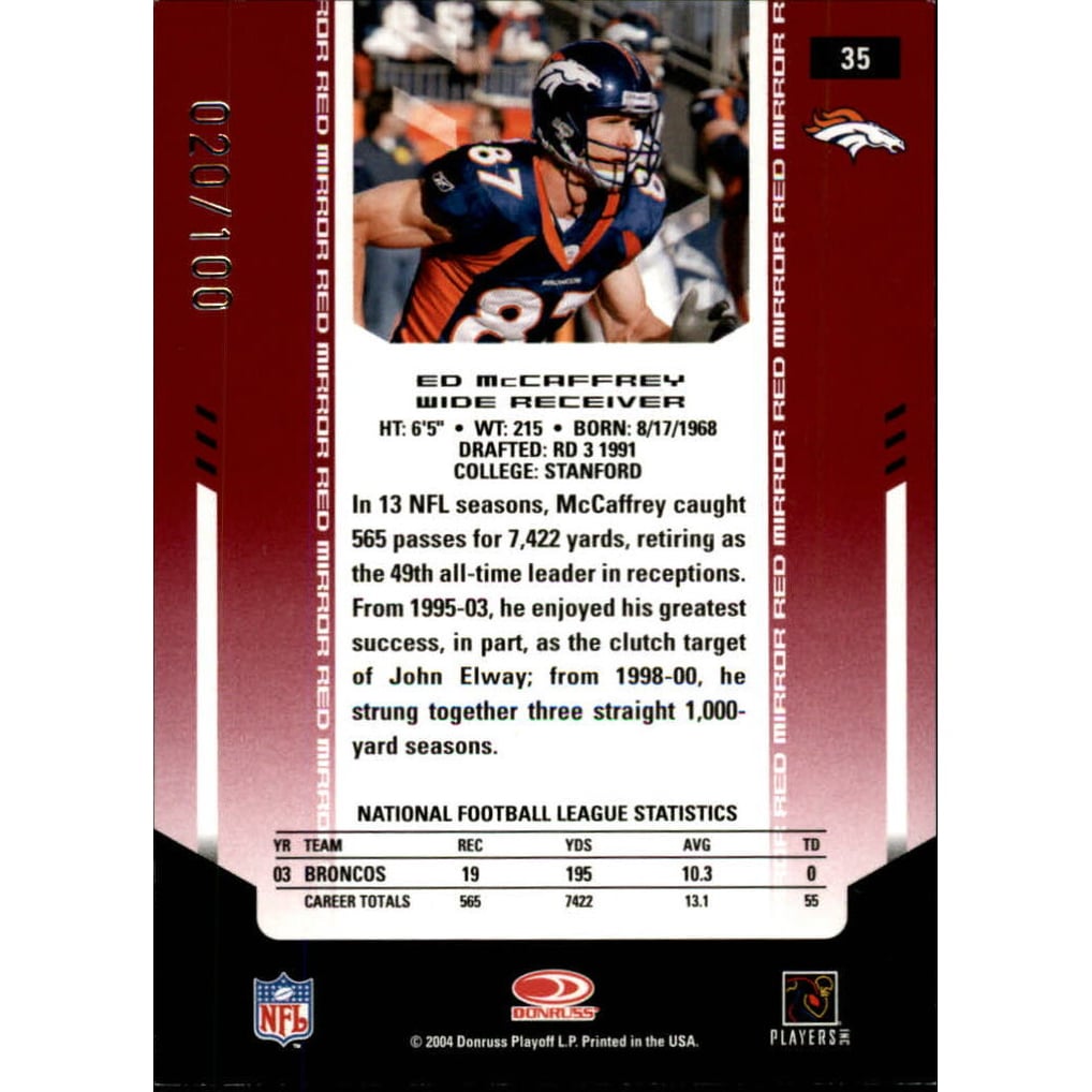 2004 Leaf Certified Materials Mirror Red #35 Ed McCaffrey