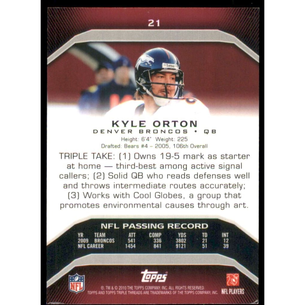 2010 Topps Triple Threads Ruby #21 Kyle Orton