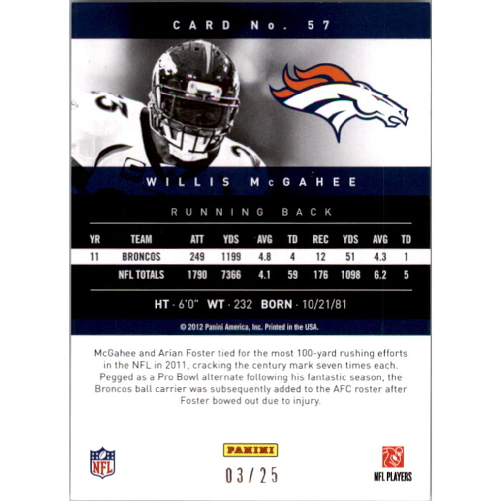 2012 Prestige Extra Points Green #57 Willis McGahee