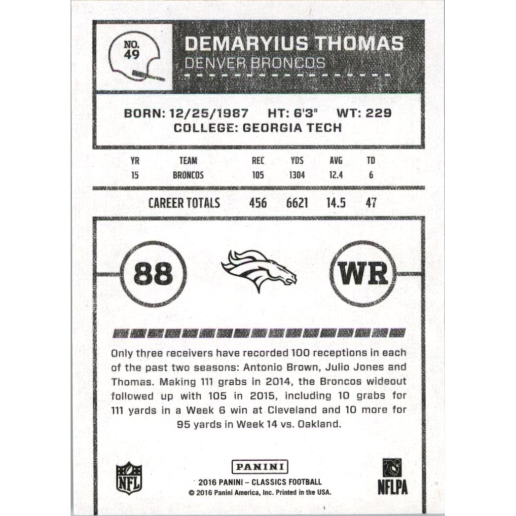 2016 Classics Timeless Tributes Bronze #49 Demaryius Thomas