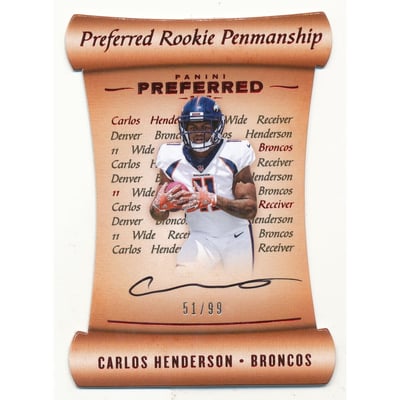 2017 Panini Preferred #169 Carlos Henderson PEN AU/99