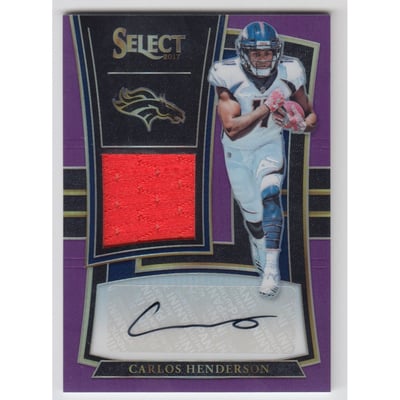 2017 Select Rookie Signature Memorabilia Prizm Purple #31 Carlos Henderson/49
