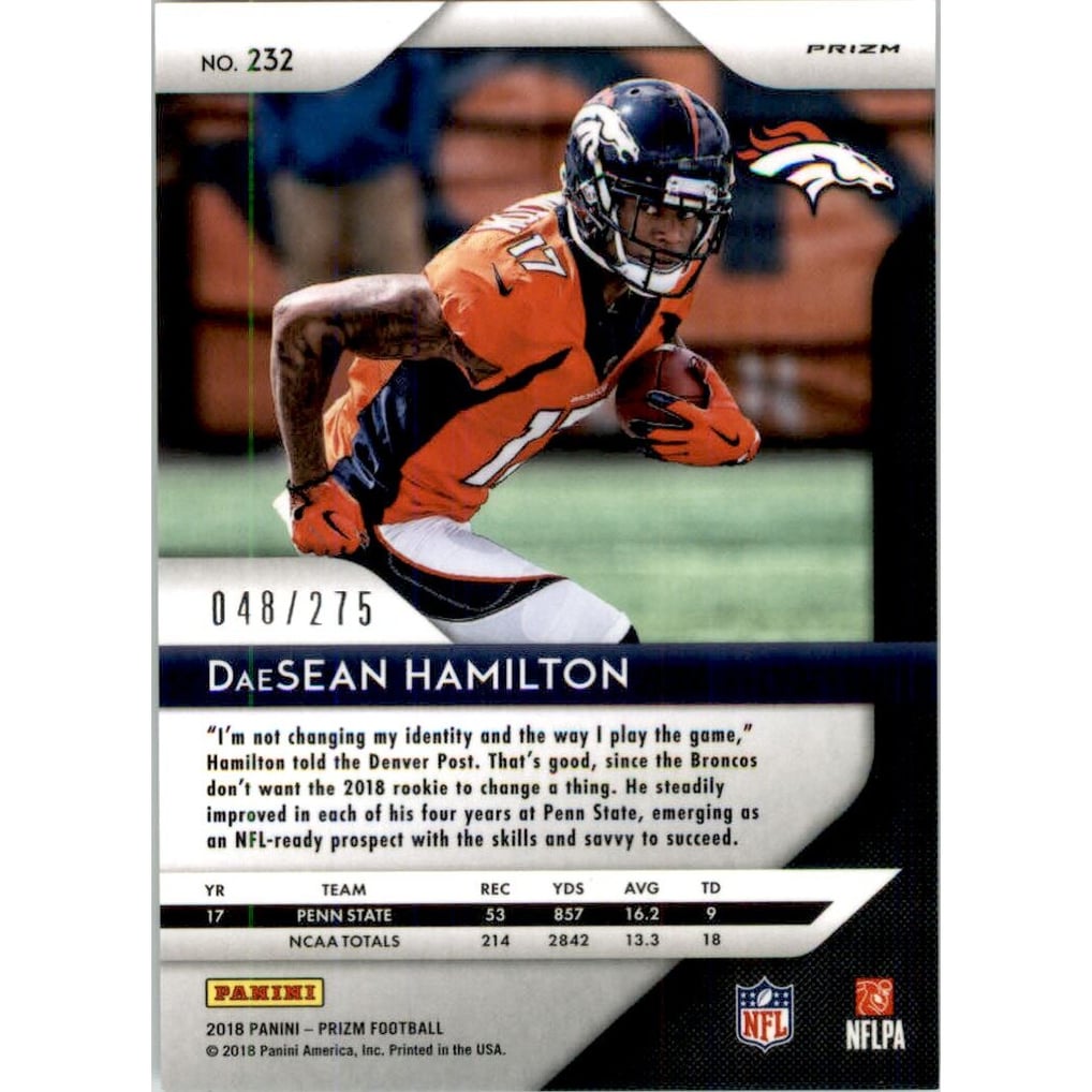 2018 Panini Prizm Prizms Hyper #232 DaeSean Hamilton