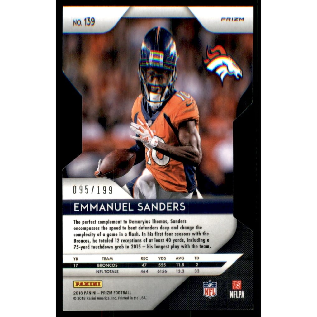 2018 Panini Prizm Prizms Light Blue #139 Emmanuel Sanders