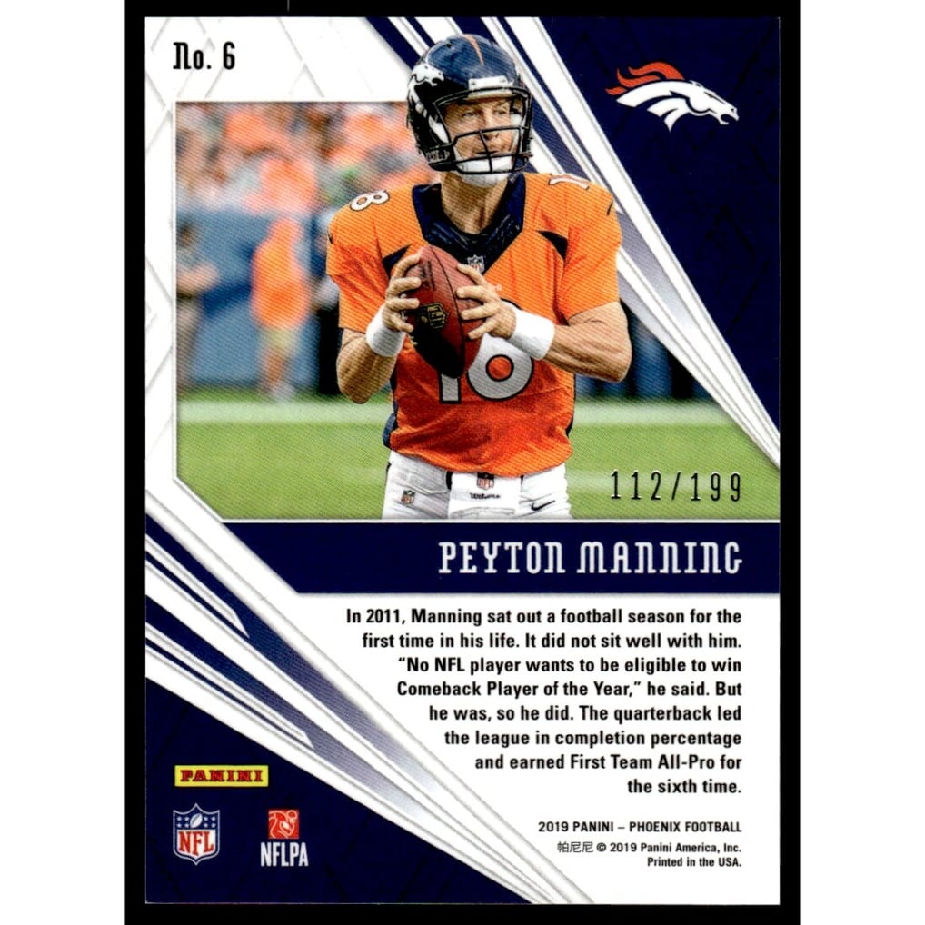 2019 Panini Phoenix Comeback Pink #6 Peyton Manning