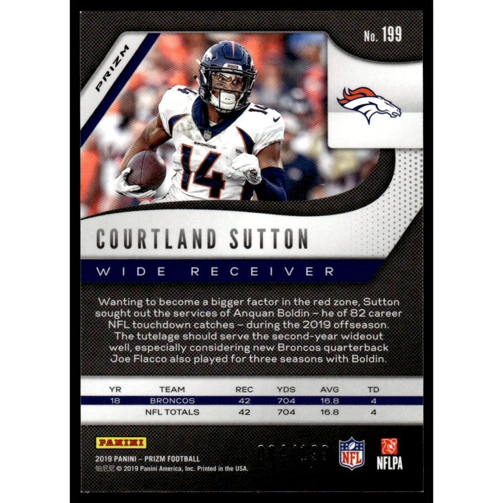 2019 Panini Prizm Prizms Blue Wave #199 Courtland Sutton