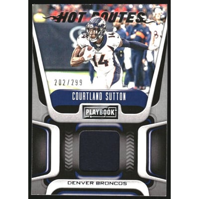 2020 Panini Playbook Hot Routes Jerseys Gold #10 Courtland Sutton