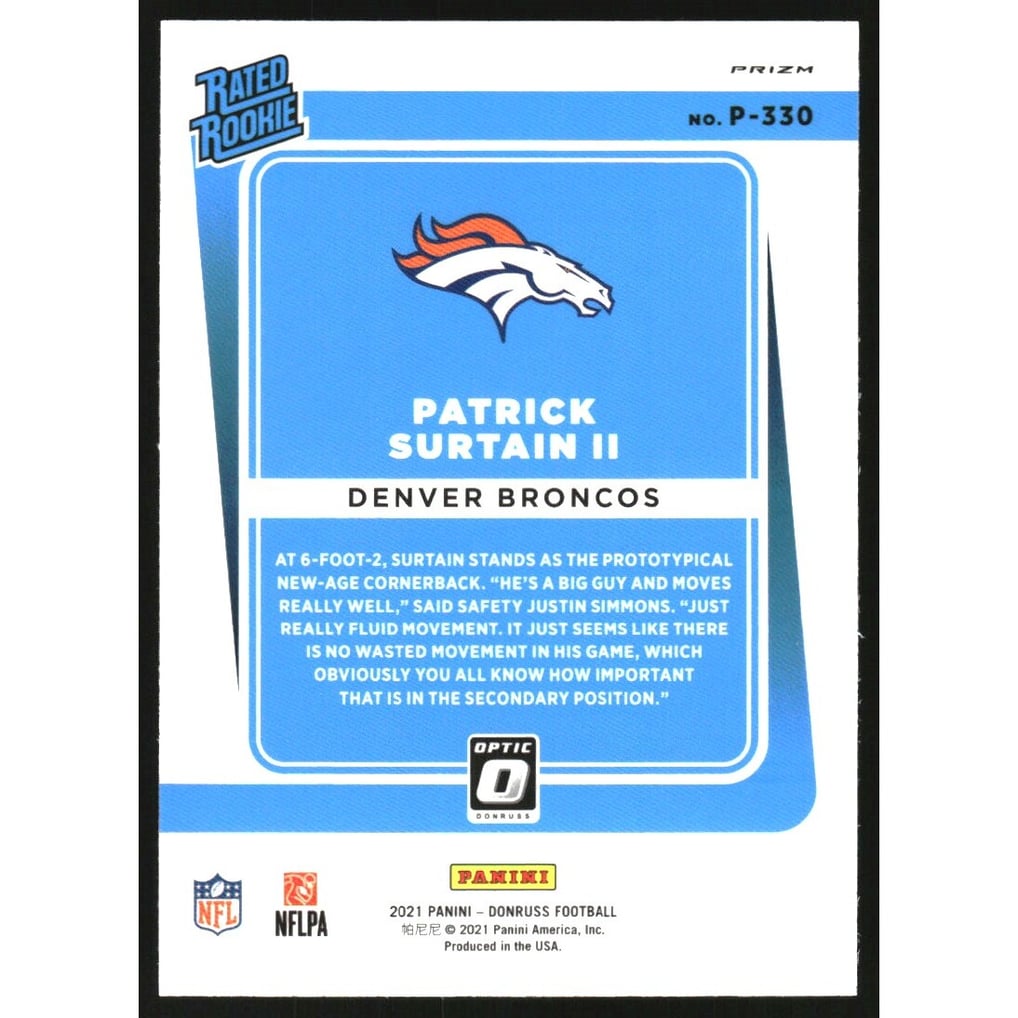 2021 Donruss Optic Rated Rookie Preview Red and Green #330 Patrick Surtain II