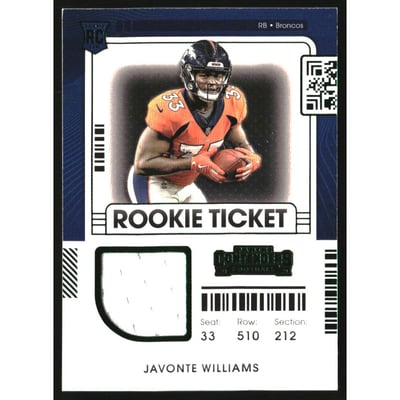 2021 Panini Contenders Rookie Ticket Swatches #15 Javonte Williams