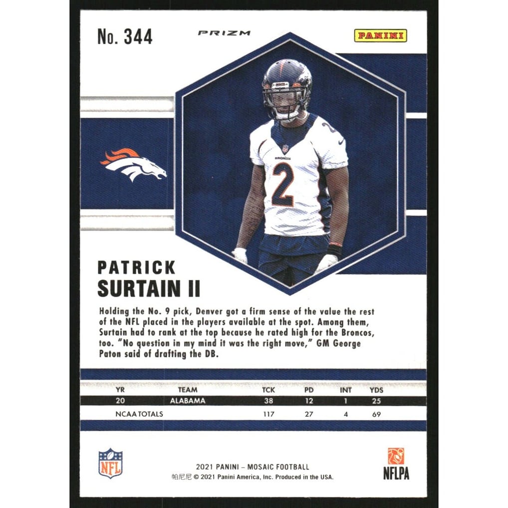 2021 Panini Mosaic Mosaic #344 Patrick Surtain II
