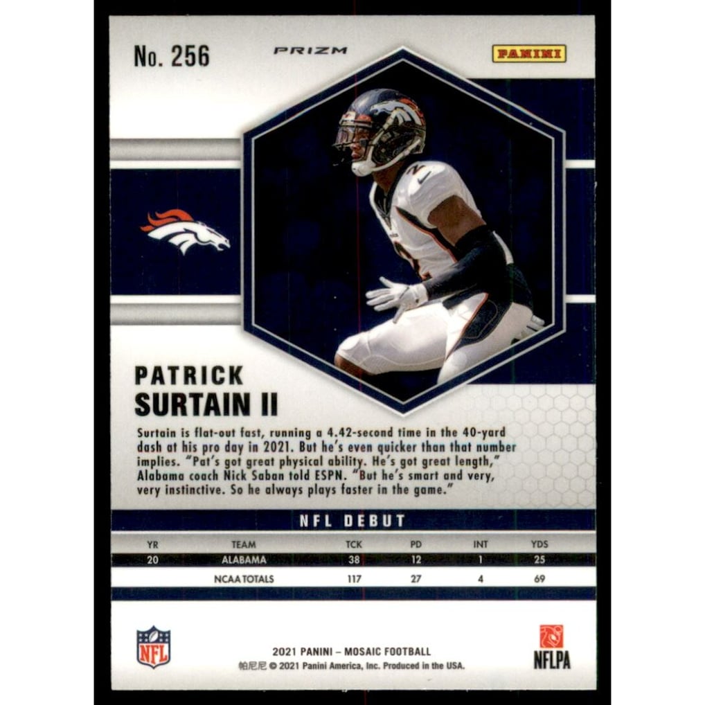 2021 Panini Mosaic Silver #256 Patrick Surtain II DEB