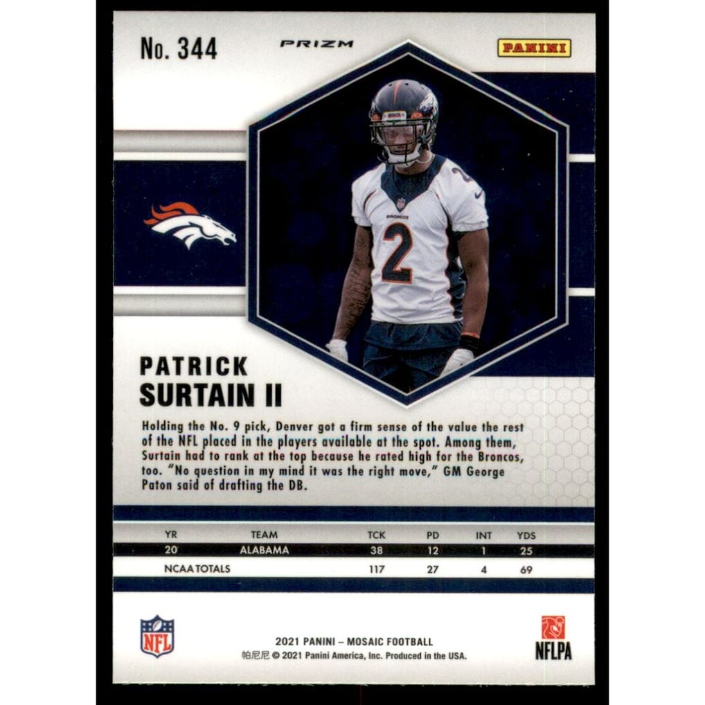 2021 Panini Mosaic Silver #344 Patrick Surtain II