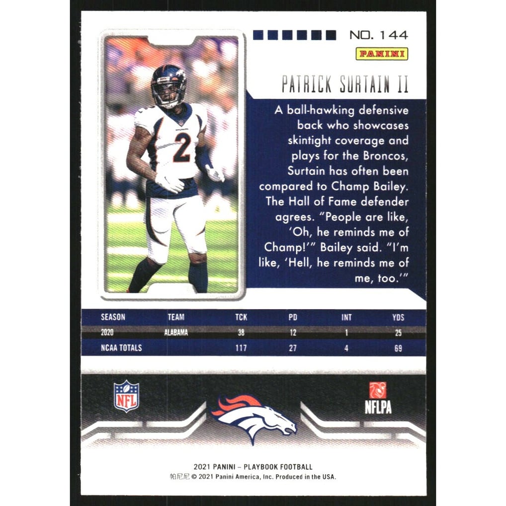 2021 Panini Playbook Mosaic #144 Patrick Surtain II