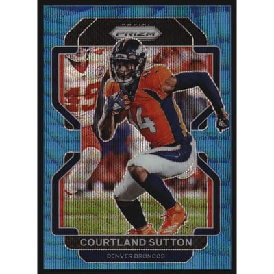 2021 Panini Prizm Prizms Blue Wave #198 Courtland Sutton
