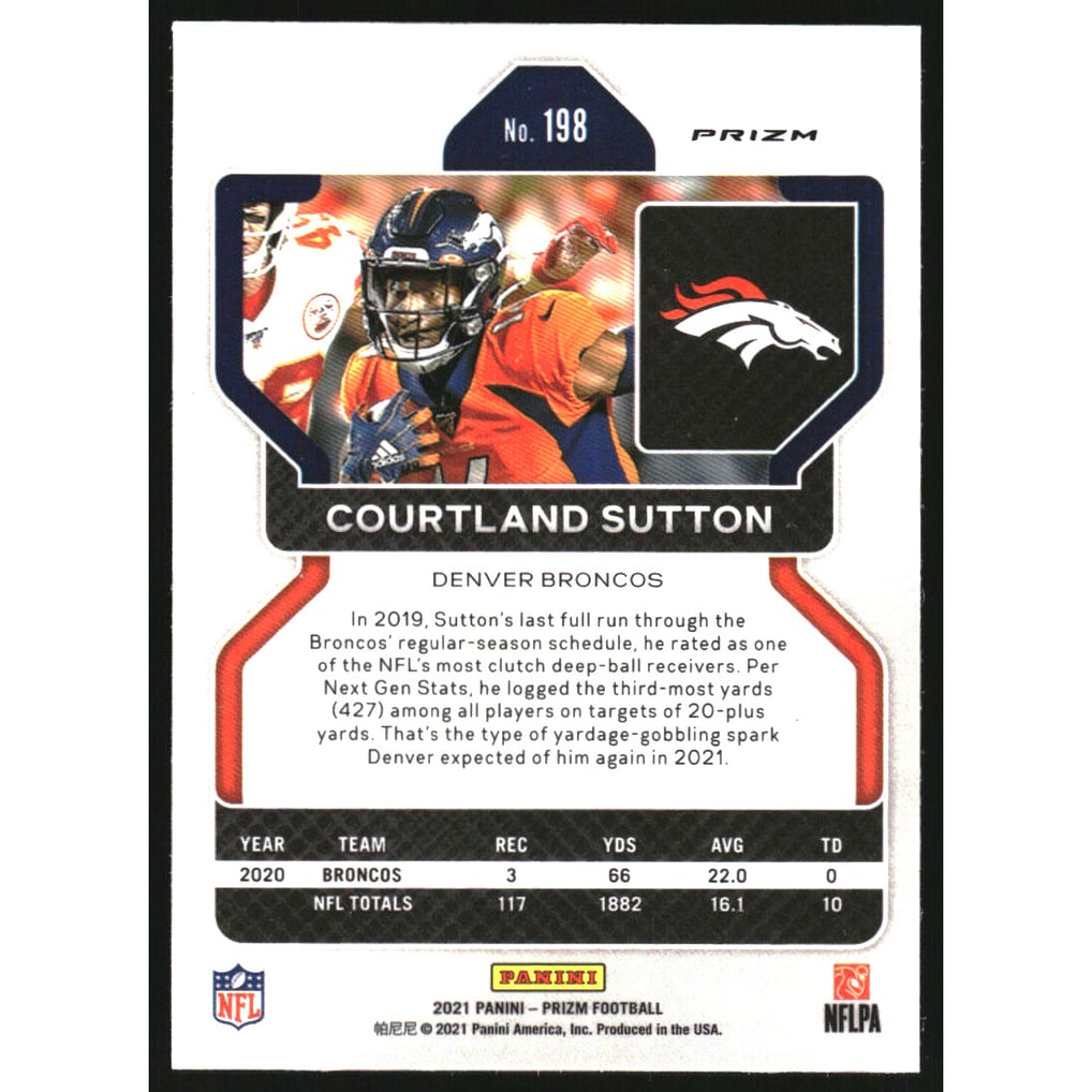 2021 Panini Prizm Prizms Green Ice #198 Courtland Sutton