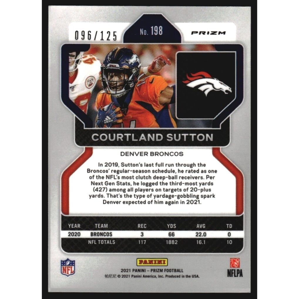 2021 Panini Prizm Prizms Purple #198 Courtland Sutton