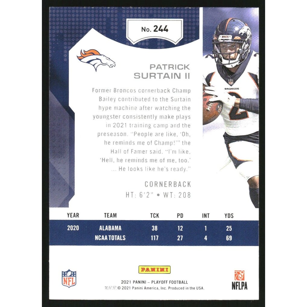 2021 Playoff Kickoff #244 Patrick Surtain II