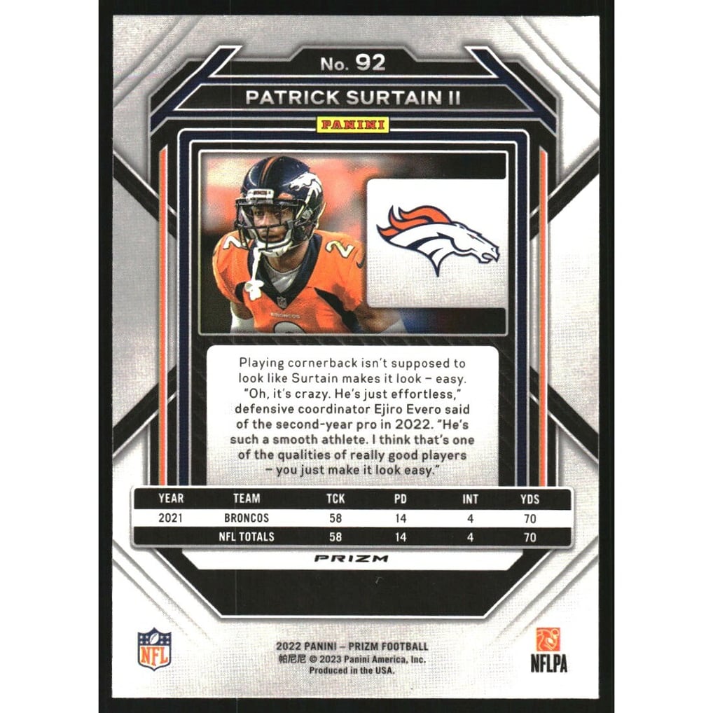2022 Panini Prizm Prizms Green #92 Patrick Surtain II