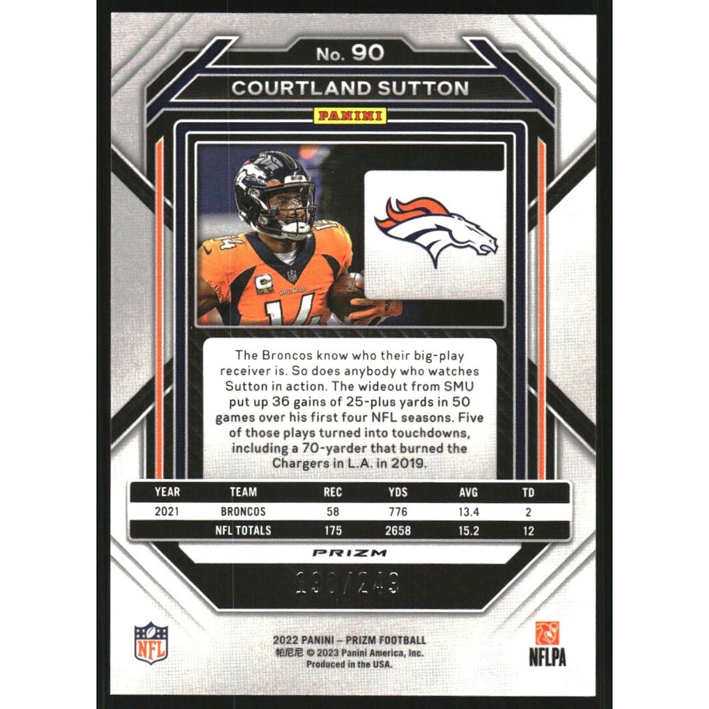 2022 Panini Prizm Prizms Orange #90 Courtland Sutton