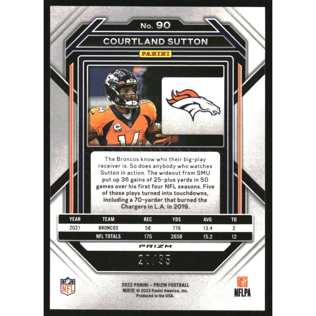 2022 Panini Prizm Prizms Red Shimmer #90 Courtland Sutton