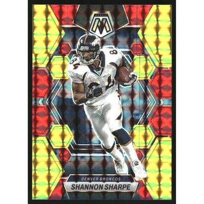 2023 Panini Mosaic Mosaic Choice Fusion Red and Yellow #72 Shannon Sharpe