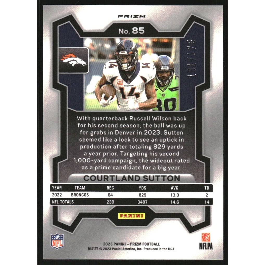 2023 Panini Prizm Prizms Hyper #85 Courtland Sutton