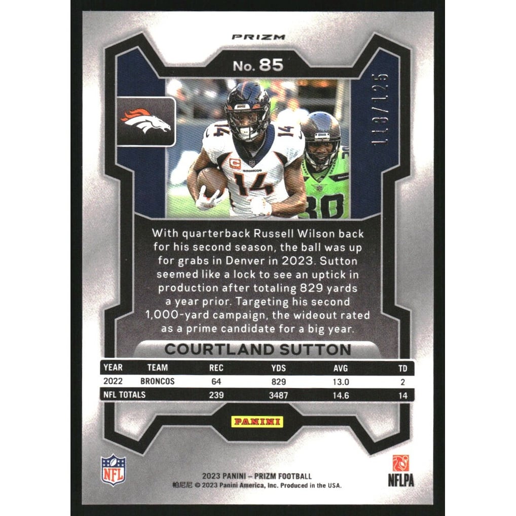 2023 Panini Prizm Prizms Purple #85 Courtland Sutton