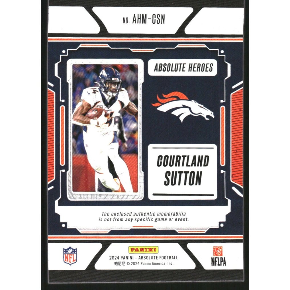 2024 Absolute Absolute Heroes Memorabilia #29 Courtland Sutton