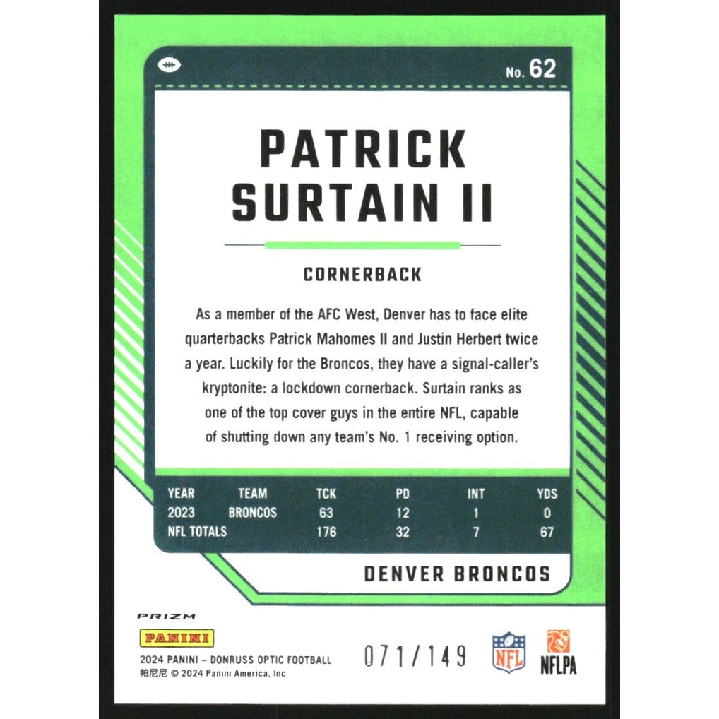 2024 Donruss Optic Flex #62 Patrick Surtain II