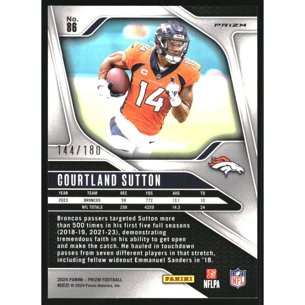 2024 Panini Prizm Prizms Hyper #86 Courtland Sutton