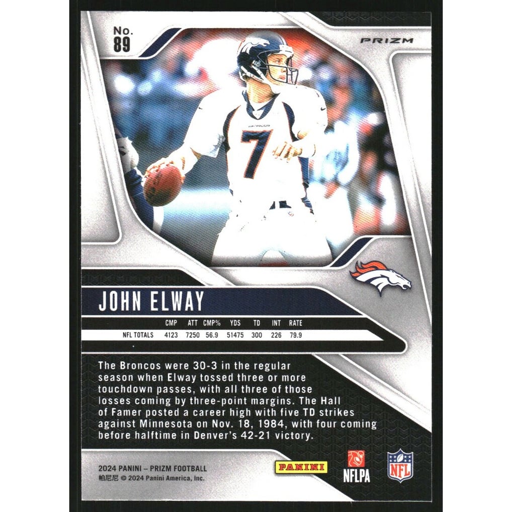 2024 Panini Prizm Prizms Orange Disco #89 John Elway