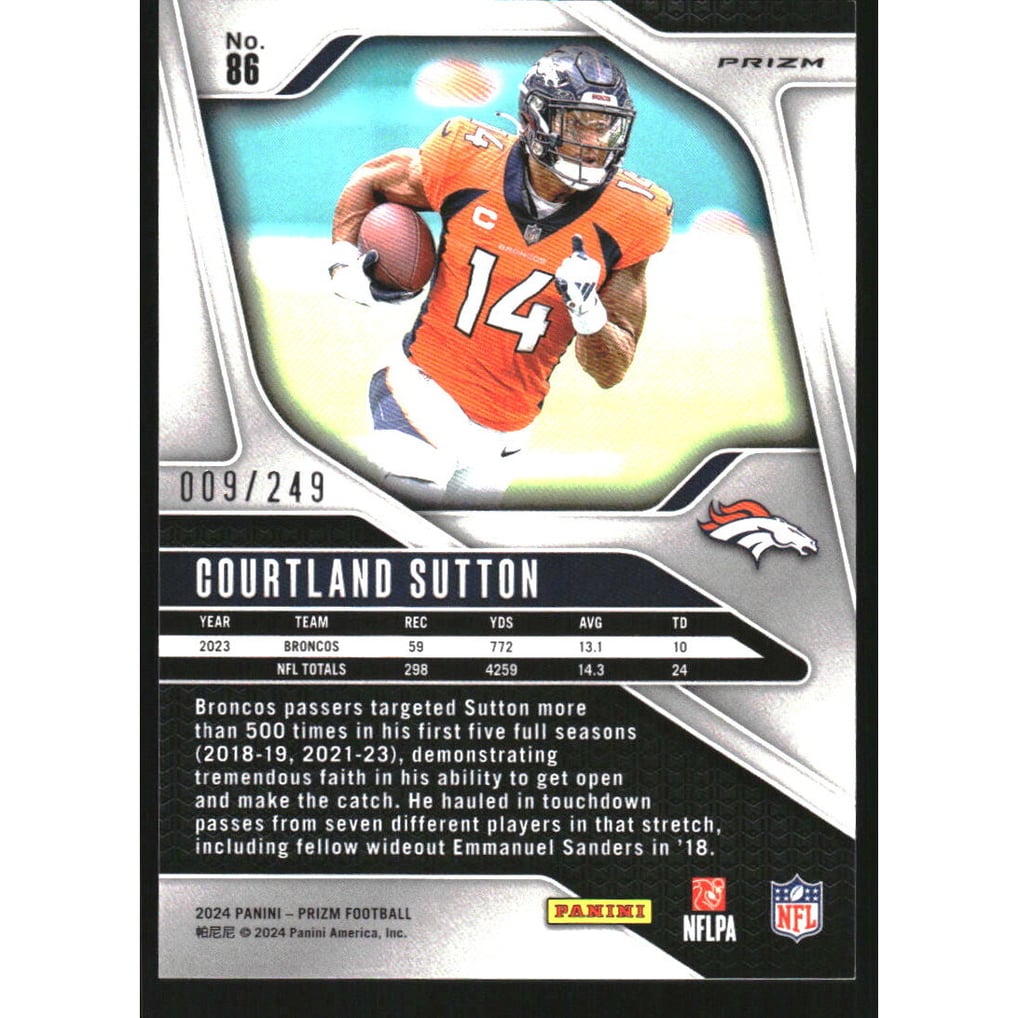 2024 Panini Prizm Prizms Orange #86 Courtland Sutton