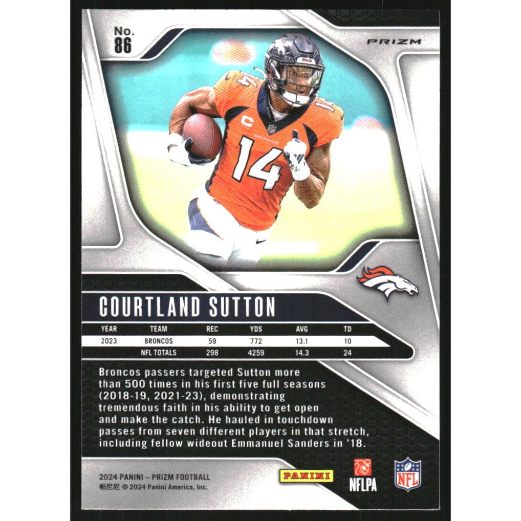 2024 Panini Prizm Prizms Red Sparkle #86 Courtland Sutton