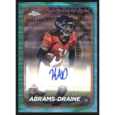 2024 Topps Chrome Rookie Autographs Aqua Sonar Refractors #RAKAB Kris Abrams-Draine