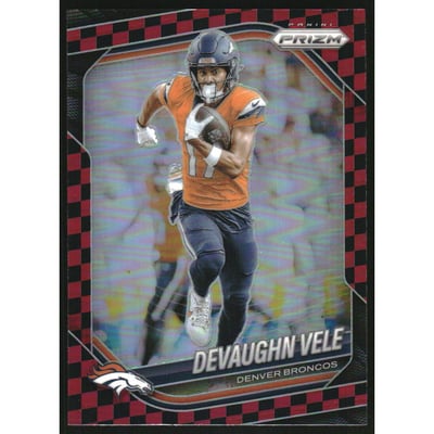 2025 Panini Prizm Prizms Black and Red Checker #54 Devaughn Vele