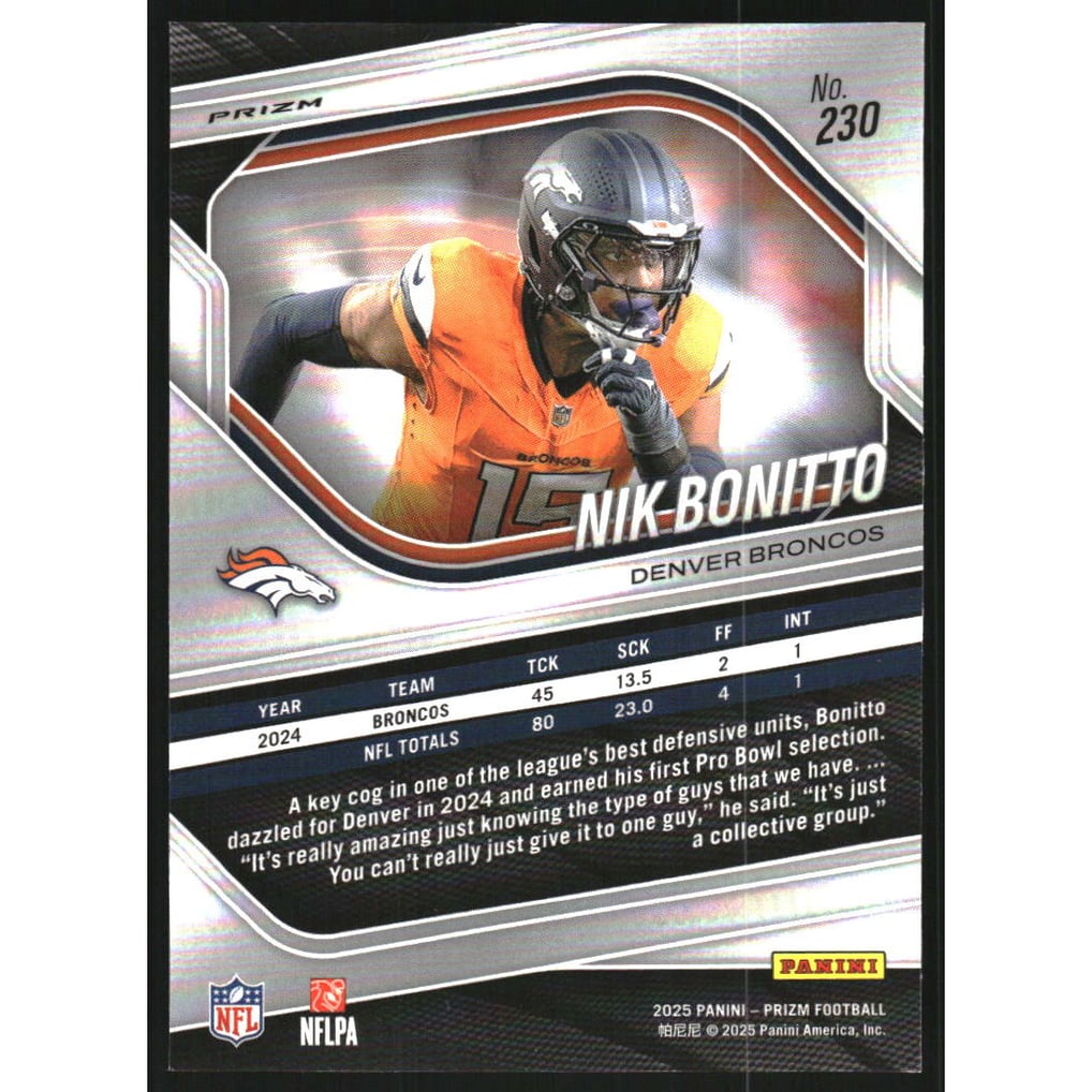 2025 Panini Prizm Prizms Black and White Checker #230 Nik Bonitto