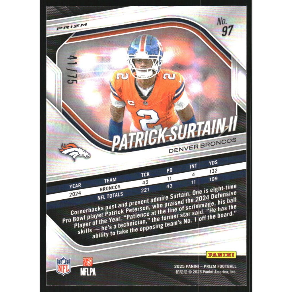 2025 Panini Prizm Prizms Green Scope #97 Patrick Surtain II