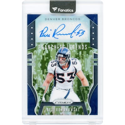Bill Romanowski Denver Broncos Autographed 2019 Panini Prizm Franchise Legends Camo Prizm #FR-BR #9/25 Card 
