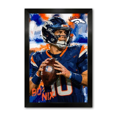 Bo Nix Denver Broncos 27" x 39" Framed Football Player Action Portrait – Artist Series Print